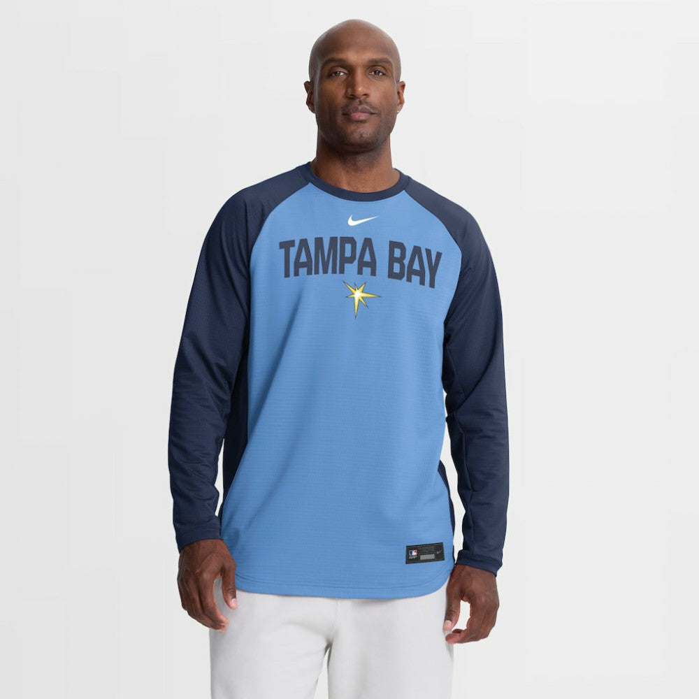 Tampa Bay Rays Authentic Collection Raglan Dri-FIT Sweatshirt - Light Blue | Nike