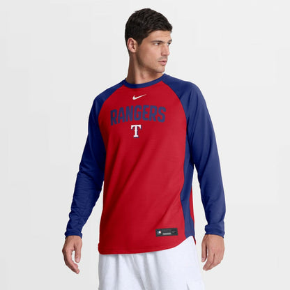 Texas Rangers Authentic Collection Raglan Dri-FIT Sweatshirt - Red | Nike