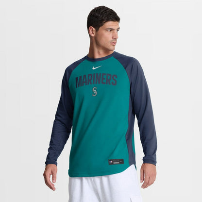 Seattle Mariners Authentic Collection Raglan Dri-FIT Sweatshirt - Teal | Nike