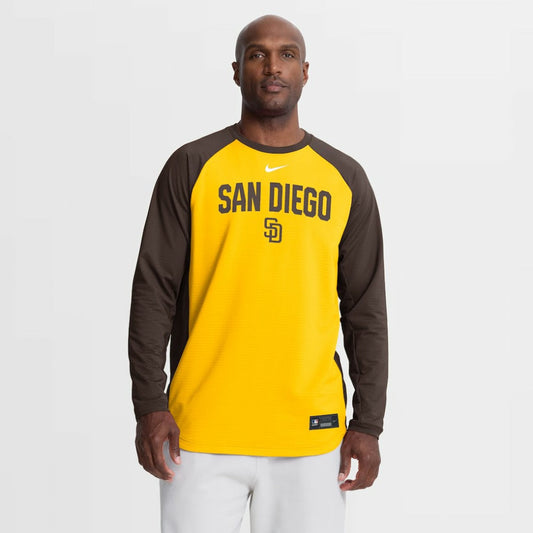 San Diego Padres Authentic Collection Raglan Dri-FIT Sweatshirt - Gold | Nike