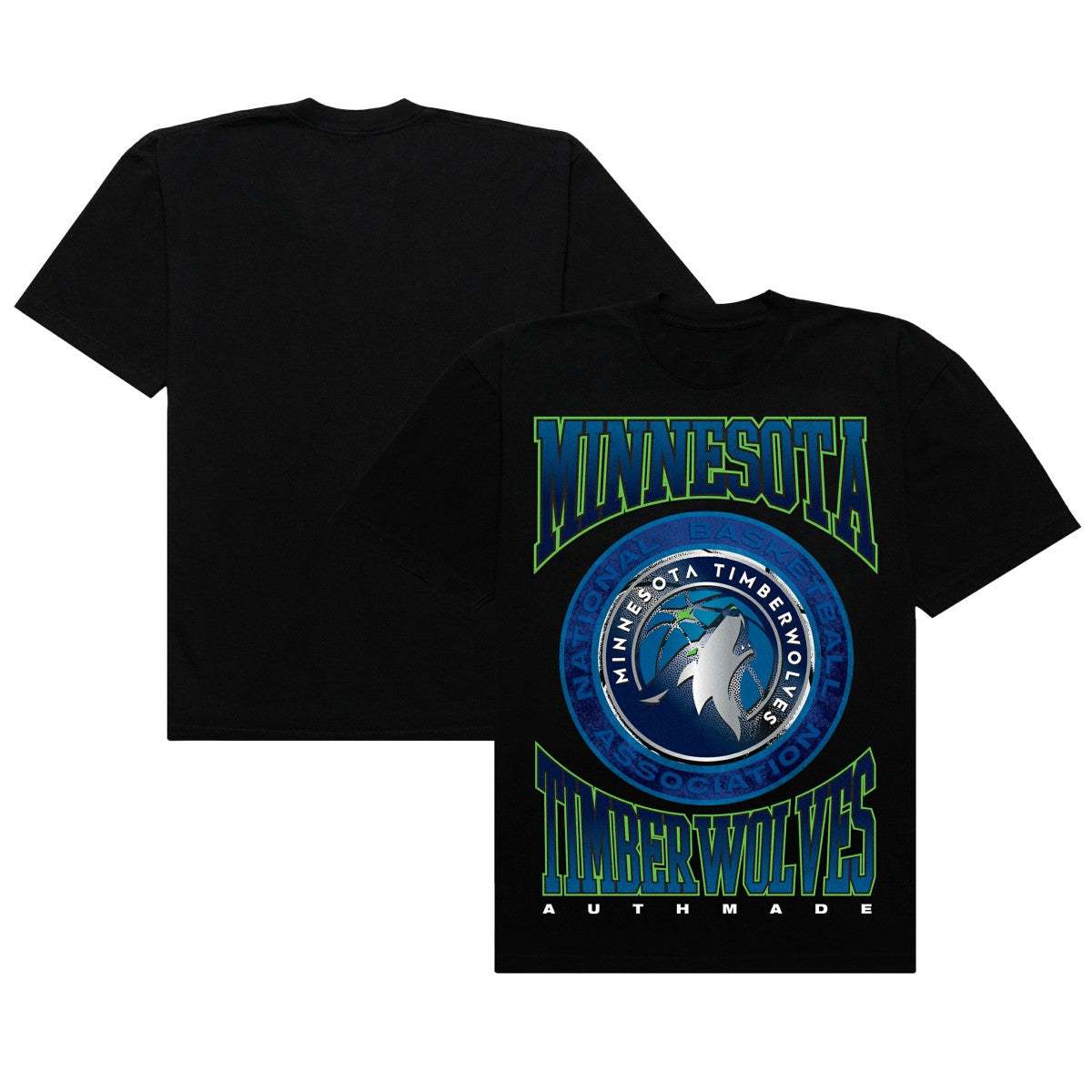 Minnesota Timberwolves Authmade Vintage Metal Premium Heavyweight T-Shirt - Black on sale