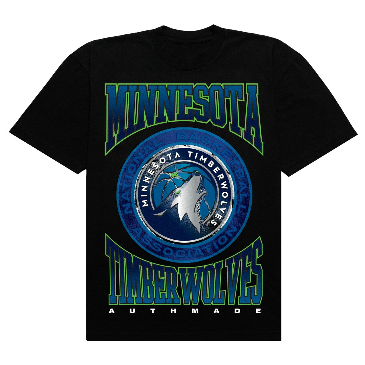 Minnesota Timberwolves Authmade Vintage Metal Premium Heavyweight T-Shirt - Black on sale