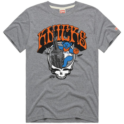 New York Knicks x Grateful Dead Homage Skull Tri-Blend T-Shirt - Gray cheap