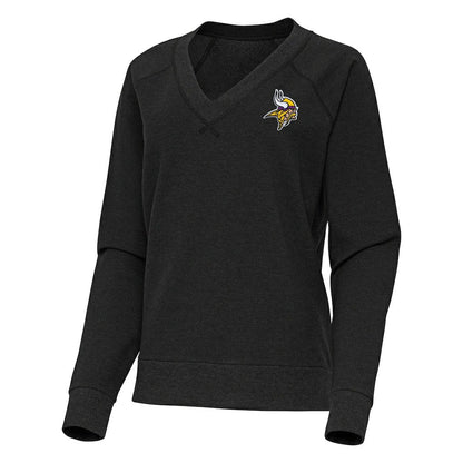 Minnesota Vikings Antigua Women's Varsity Tri-Blend V-Neck Long Sleeve T-Shirt - Heather Black outlet
