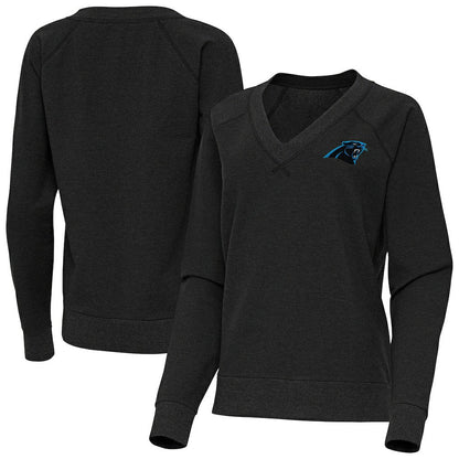 Carolina Panthers Antigua Women's Varsity Tri-Blend V-Neck Long Sleeve T-Shirt - Heather Black discount
