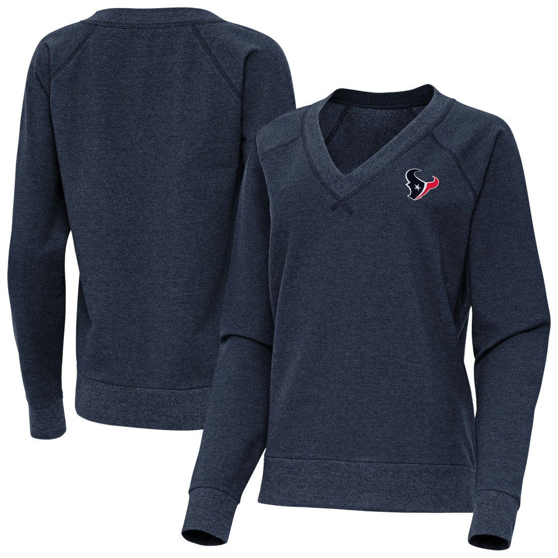 Houston Texans Antigua Women's Varsity Tri-Blend V-Neck Long Sleeve T-Shirt - Heather Navy for sale