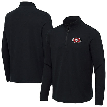 San Francisco 49ers Antigua Sync Tri-Blend Quarter-Zip Pullover - Heather Black cheap
