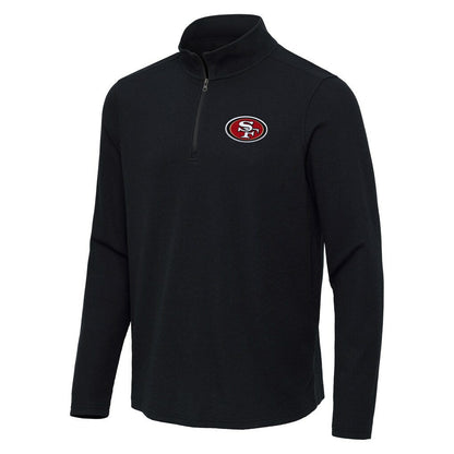 San Francisco 49ers Antigua Sync Tri-Blend Quarter-Zip Pullover - Heather Black cheap