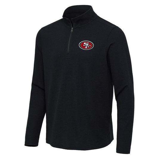 San Francisco 49ers Antigua Sync Tri-Blend Quarter-Zip Pullover - Heather Black cheap