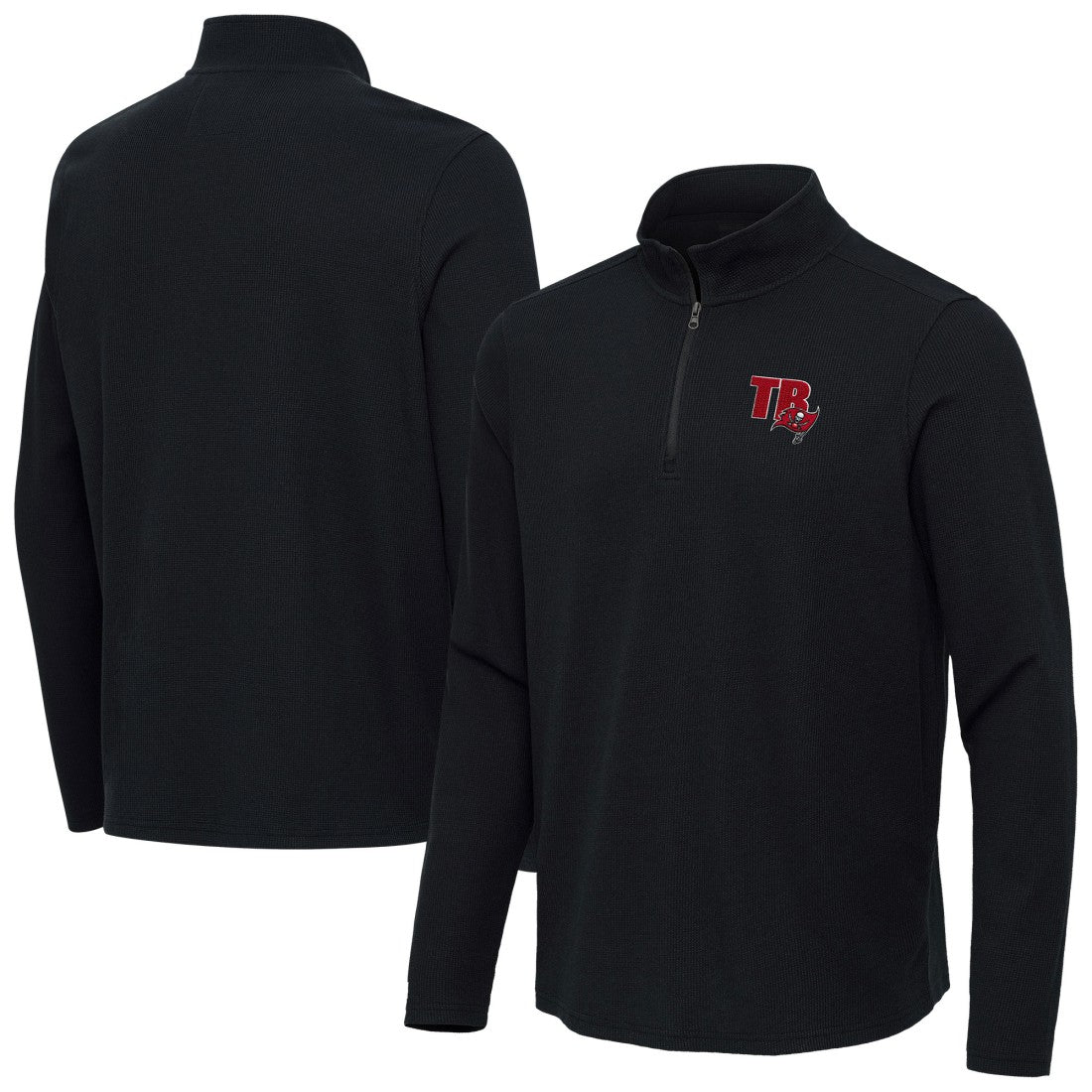 Tampa Bay Buccaneers Antigua Sync Tri-Blend Quarter-Zip Pullover - Heather Black outlet