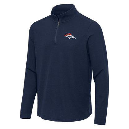 Denver Broncos Antigua Sync Tri-Blend Quarter-Zip Pullover - Heather Navy sale