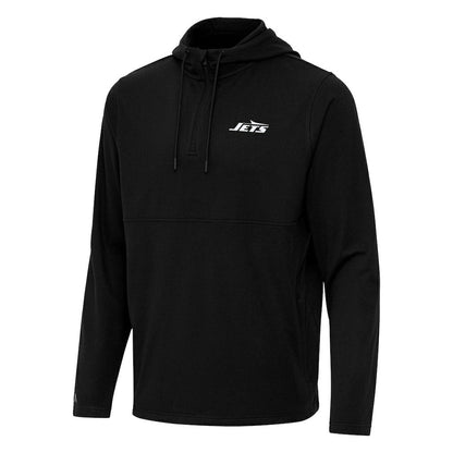 New York Jets Antigua Connected Quarter-Zip Pullover Hoodie - Black outlet