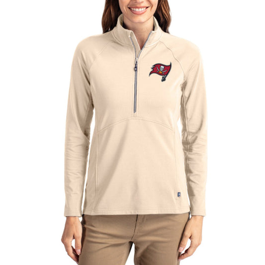 Tampa Bay Buccaneers Cutter & Buck Women's Adapt Eco Knit Stretch Recycled Raglan Half-Zip Pullover - Tan online