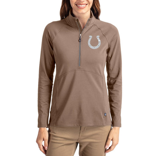 Indianapolis Colts Cutter & Buck Women's Tonal Adapt Eco Knit Stretch Recycled Raglan Half-Zip Pullover - Brown cheap