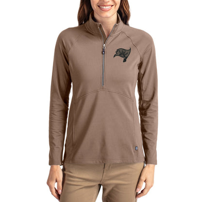 Tampa Bay Buccaneers Cutter & Buck Women's Tonal Adapt Eco Knit Stretch Recycled Raglan Half-Zip Pullover - Brown cheap