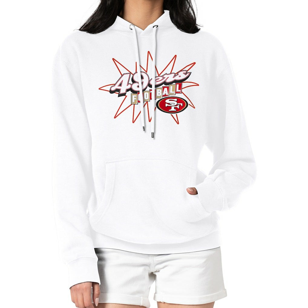 San Francisco 49ers Starter Women's Drive-In Sign Pullover Hoodie - White on sale
