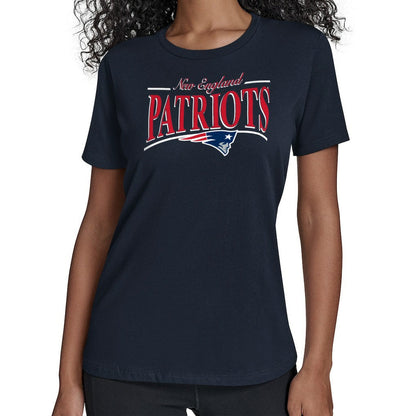 New England Patriots Starter Women's Arch Stripe T-Shirt - Navy for sale