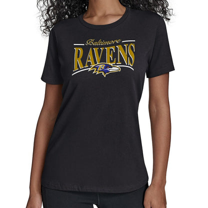 Baltimore Ravens Starter Women's Arch Stripe T-Shirt - Black for sale