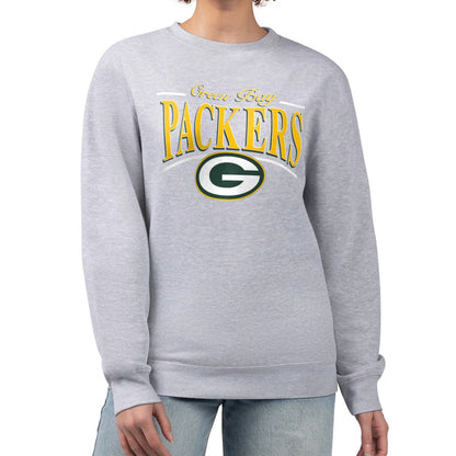Green Bay Packers Starter Women's Arch Stripe Fleece Pullover Sweatshirt - Gray discount