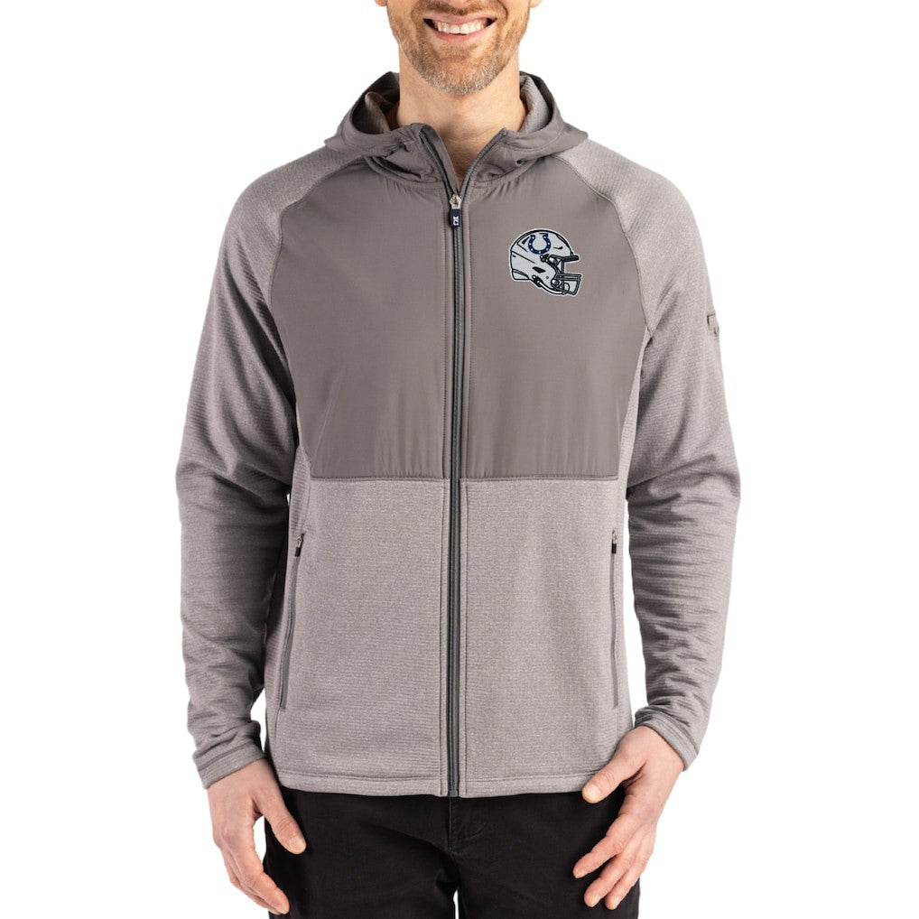 Indianapolis Colts Cutter & Buck Peshastin Eco Fleece Recycled Raglan Full-Zip Tri-Blend Hybrid Jacket - Heather Gray outlet