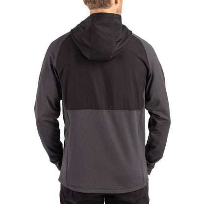San Francisco 49ers Cutter & Buck Peshastin Eco Fleece Recycled Raglan Full-Zip Tri-Blend Hybrid Jacket - Heather Black for sale