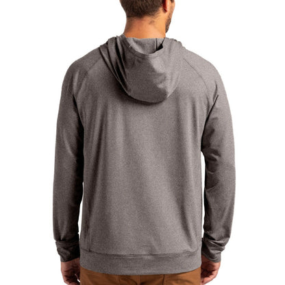 San Francisco 49ers Cutter & Buck Adapt Knit Recycled Raglan Pullover Hoodie - Heather Gray for sale