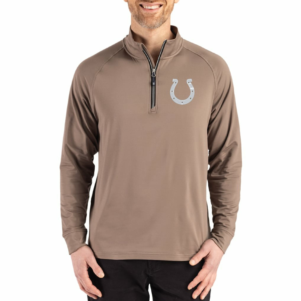 Indianapolis Colts Cutter & Buck Adapt Eco Knit Stretch Recycled Quarter-Zip Pullover - Brown sale