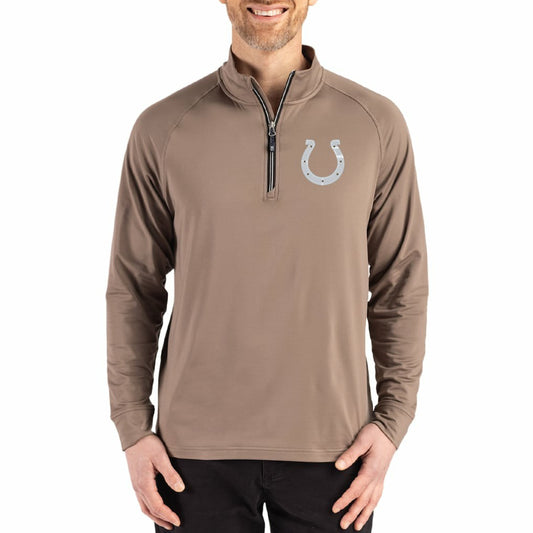 Indianapolis Colts Cutter & Buck Adapt Eco Knit Stretch Recycled Quarter-Zip Pullover - Brown sale