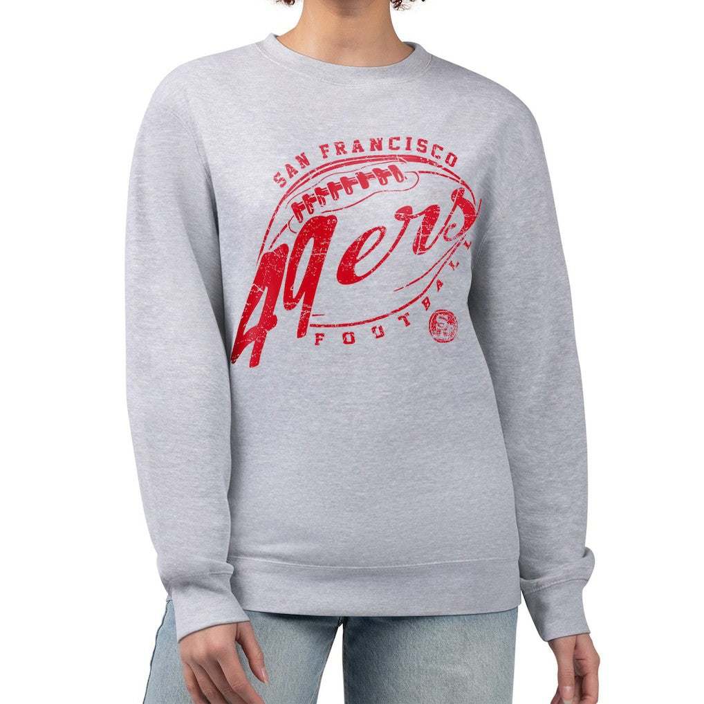 San Francisco 49ers G-III 4Her by Carl Banks Women's Distressed Graphics Fleece Pullover Sweatshirt - Gray on sale