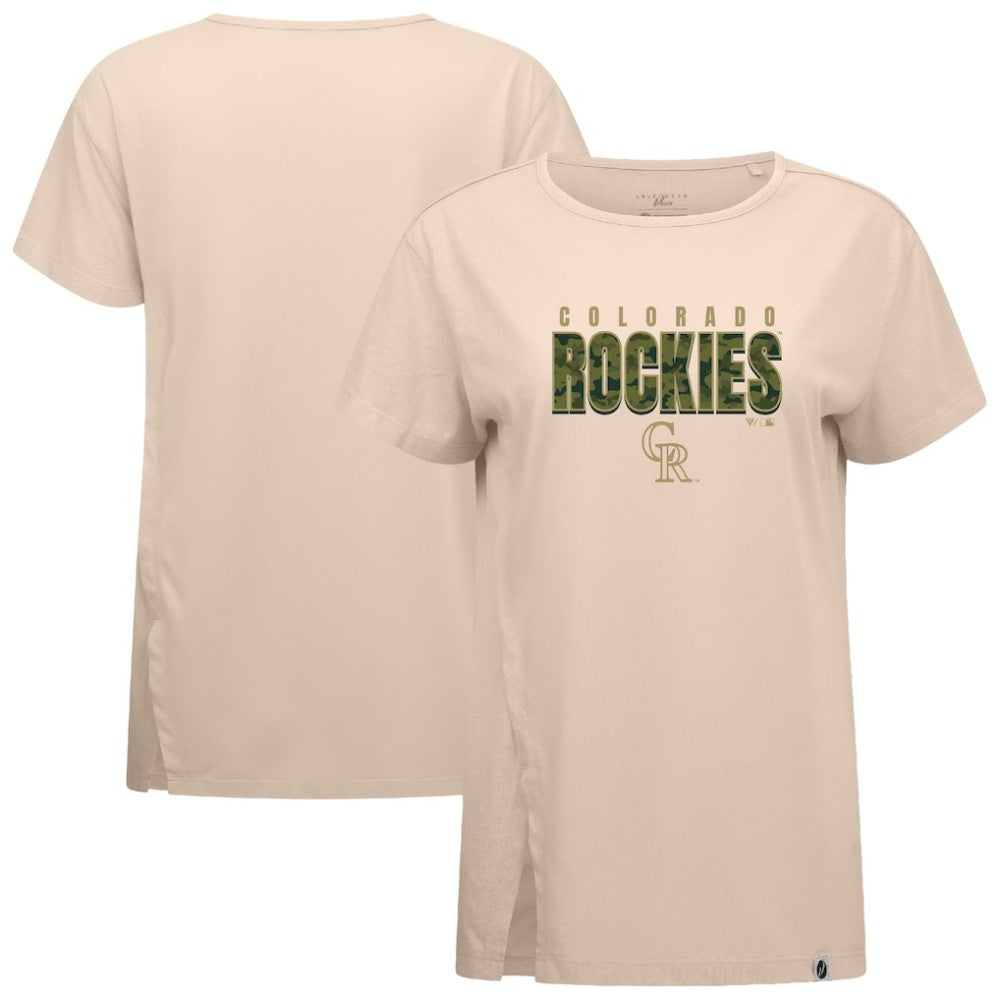 Colorado Rockies Levelwear Women's Influx Protect W T-Shirt - Khaki