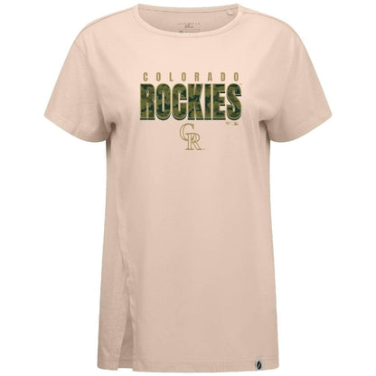 Colorado Rockies Levelwear Women's Influx Protect W T-Shirt - Khaki