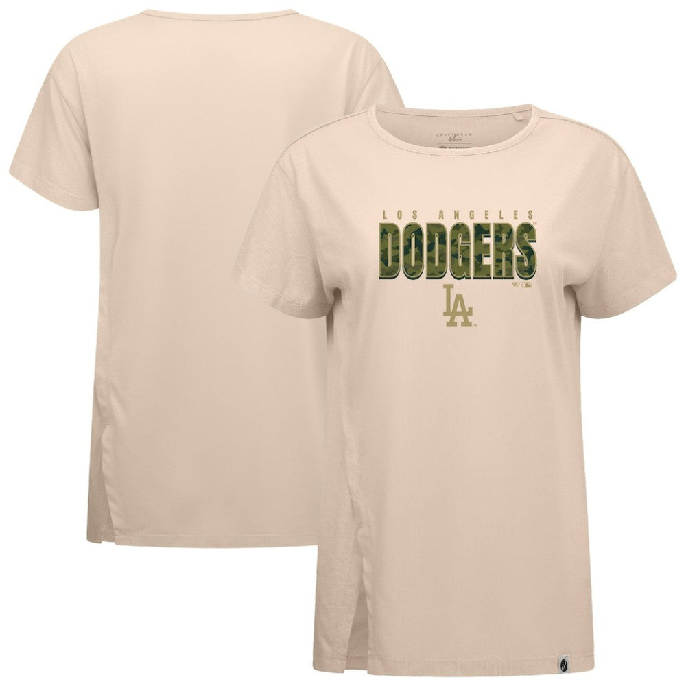 Los Angeles Dodgers Levelwear Women's Influx Protect W T-Shirt - Khaki