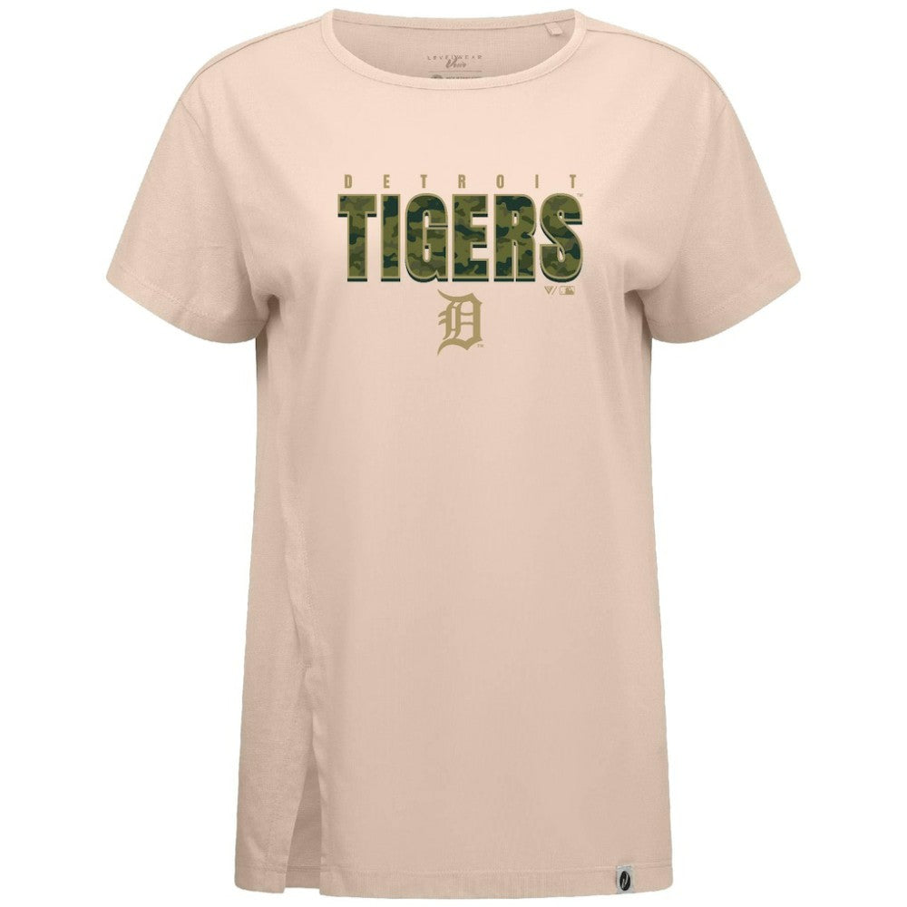 Detroit Tigers Levelwear Women's Influx Protect W T-Shirt - Khaki