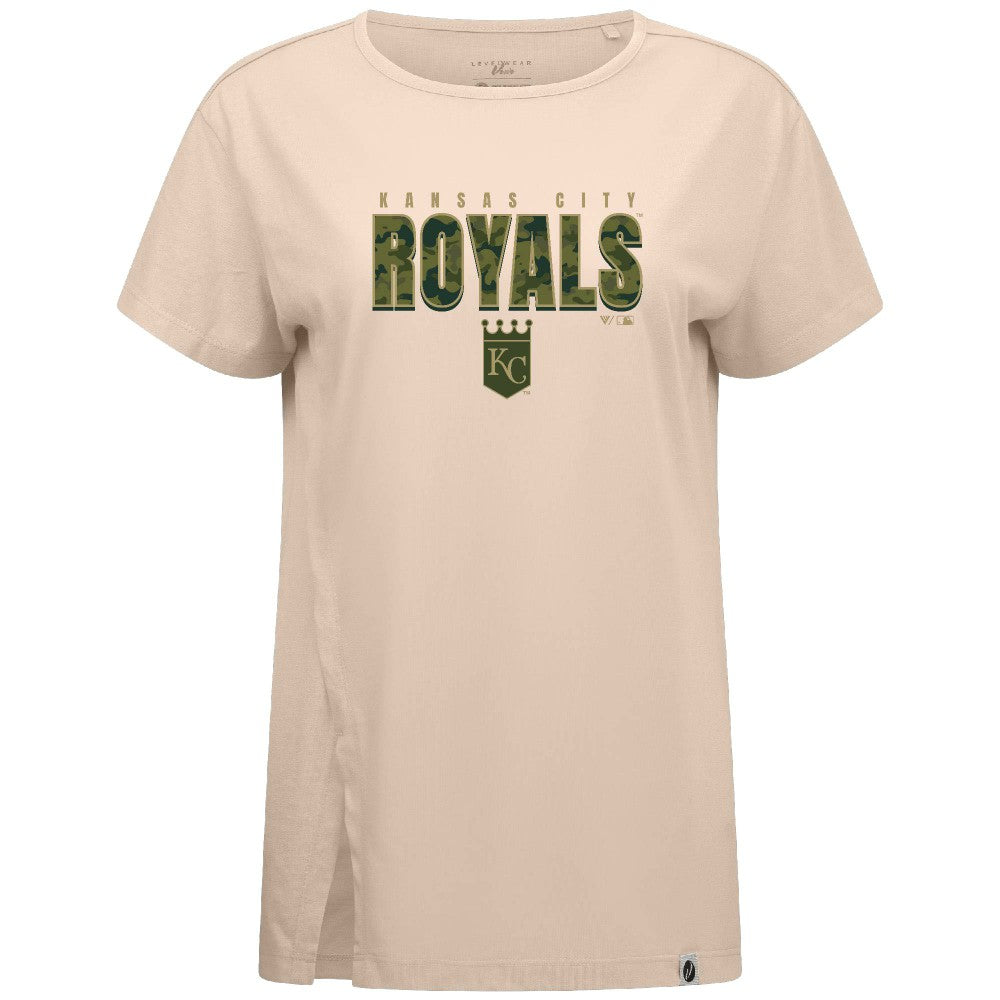 Kansas City Royals Levelwear Women's Influx Protect W T-Shirt - Khaki