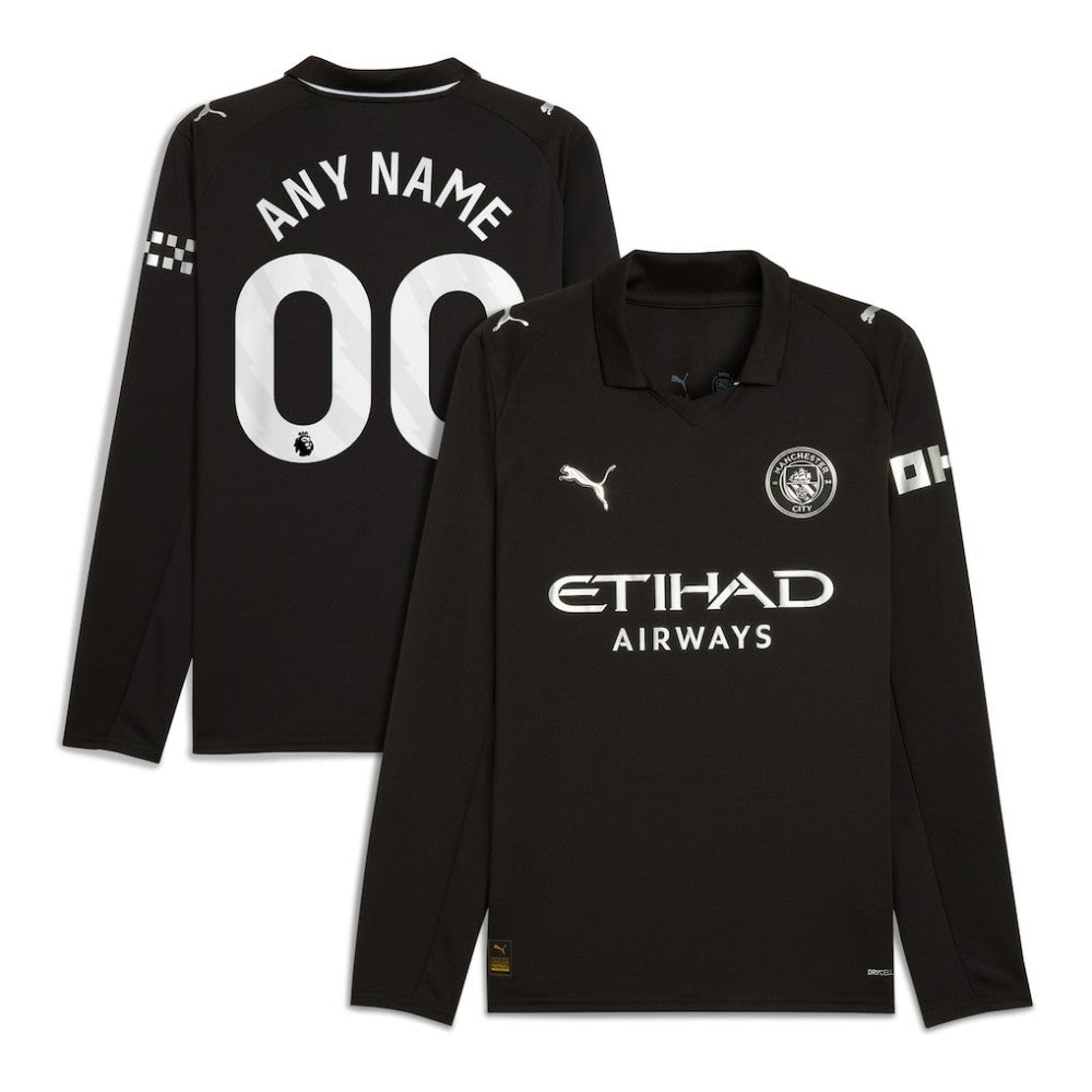 Manchester City 2025/26 Away Replica Long Sleeve Custom Jersey - Black | Puma cheap