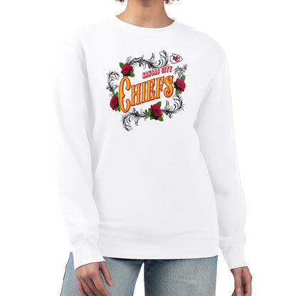 Kansas City Chiefs G-III 4Her by Carl Banks Women's Roses Fleece Tri-Blend Pullover Sweatshirt - White on sale
