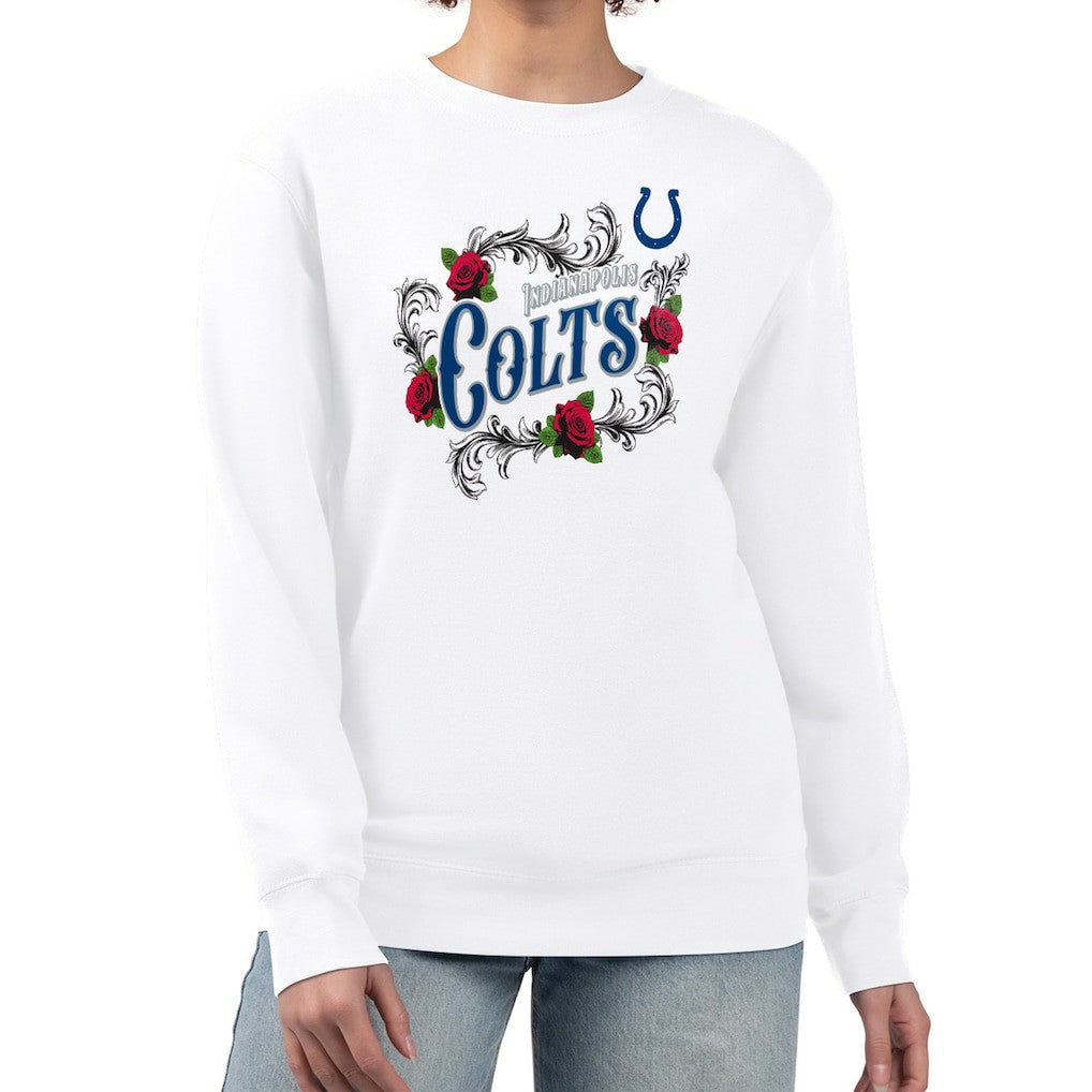 Indianapolis Colts G-III 4Her by Carl Banks Women's Roses Fleece Tri-Blend Pullover Sweatshirt - White discount