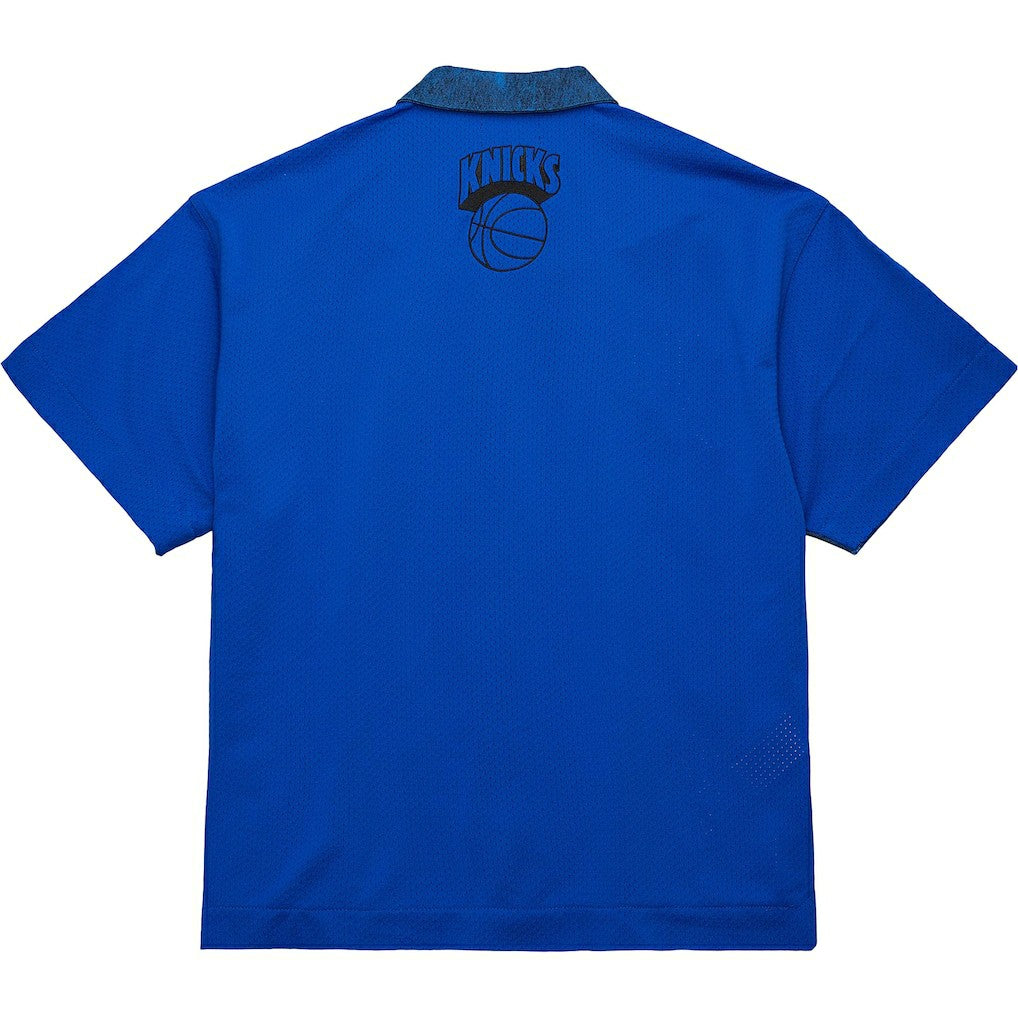 New York Knicks x Purple Brand Button-Up Shooting Shirt - Navy | Mitchell & Ness shop