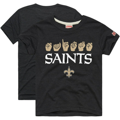 New Orleans Saints Homage Youth Love Sign x ASL 2.0 Tri-Blend T-Shirt - Charcoal sale