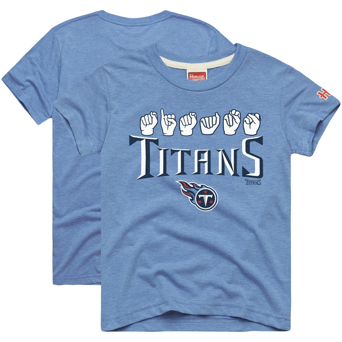Tennessee Titans Homage Youth Love Sign x ASL 2.0 Tri-Blend T-Shirt - Light Blue outlet