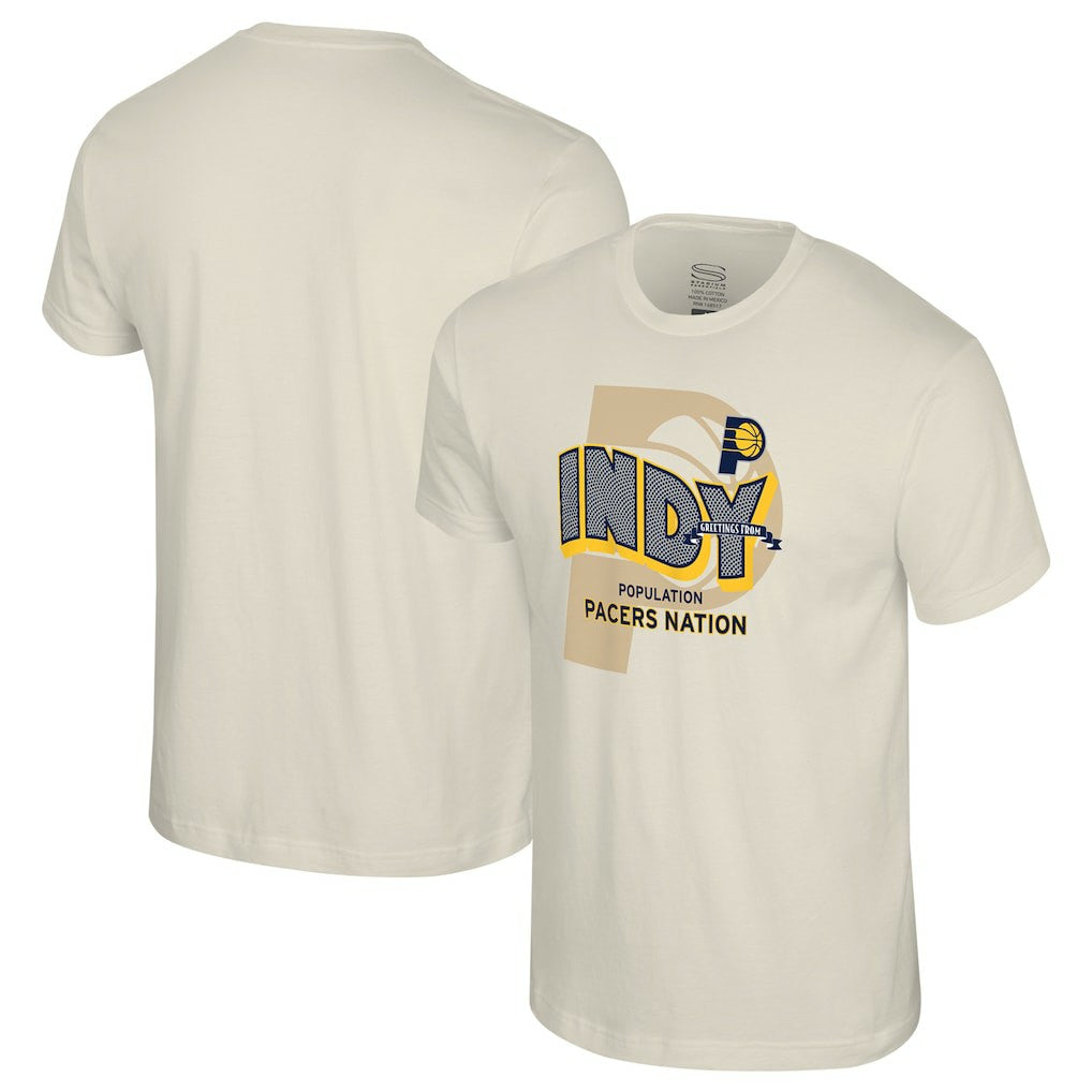 Indiana Pacers Stadium Essentials Unisex Greetings From T-Shirt - Natural discount