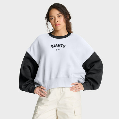 San Francisco Giants Women's Oversized High Hip Fleece Sweatshirt - White/Black | Nike