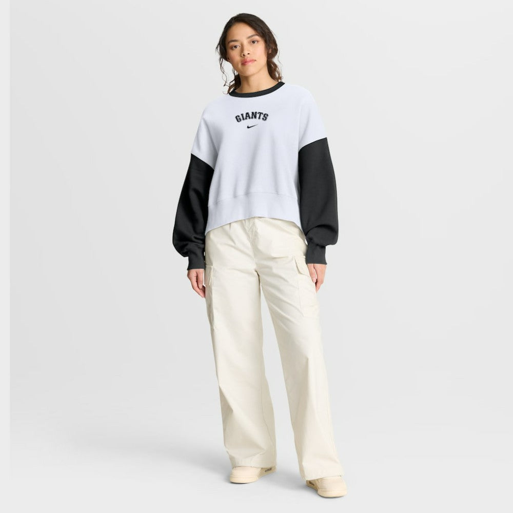 San Francisco Giants Women's Oversized High Hip Fleece Sweatshirt - White/Black | Nike