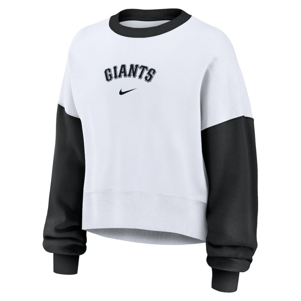 San Francisco Giants Women's Oversized High Hip Fleece Sweatshirt - White/Black | Nike