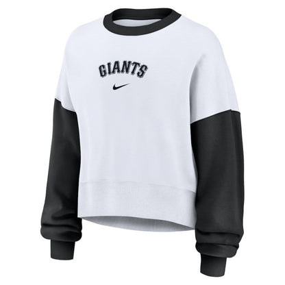 San Francisco Giants Women's Oversized High Hip Fleece Sweatshirt - White/Black | Nike