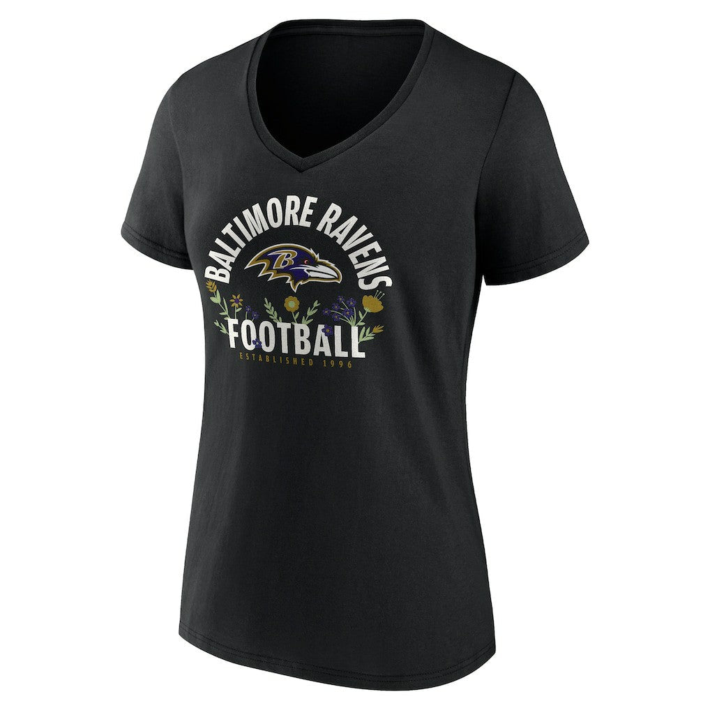 Lamar Jackson Baltimore Ravens Women's Floral Name & Number V-Neck T-Shirt - Black on sale