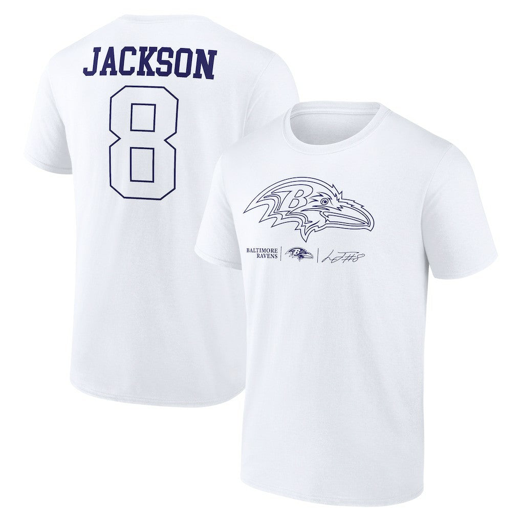 Lamar Jackson Baltimore Ravens Tonal Name & Number T-Shirt - White on sale