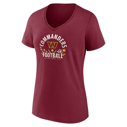 Jayden Daniels Washington Commanders Women's Floral Name & Number V-Neck T-Shirt - Garnet cheap