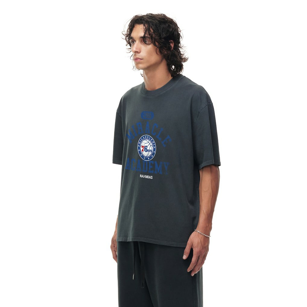 Philadelphia 76ers Unisex Miracle Academy x NBA Collection Vintage Boxy T-shirt - Heather Black for sale