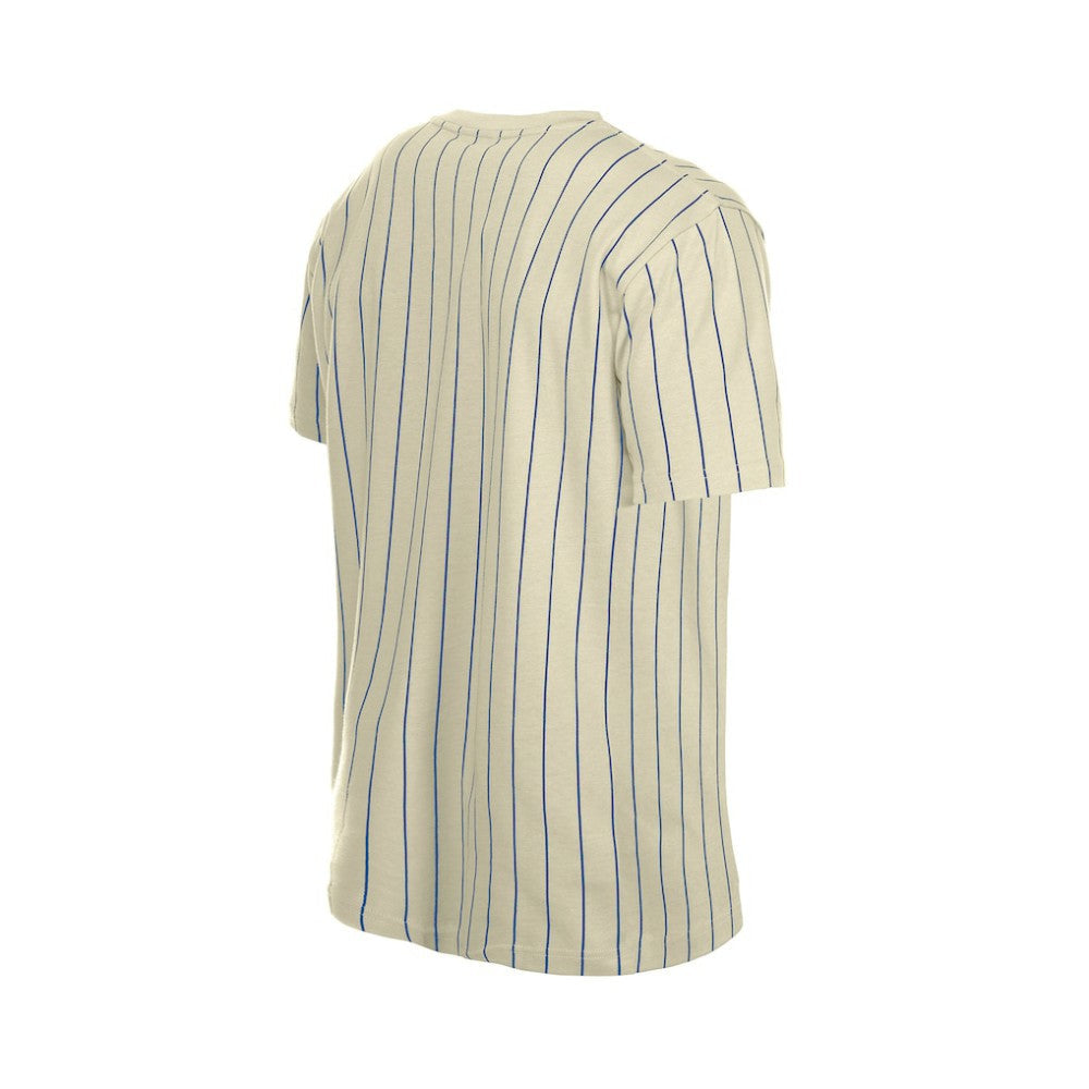 Atlanta Braves Throwback Meshback Pinstripe T-Shirt - Cream | New Era